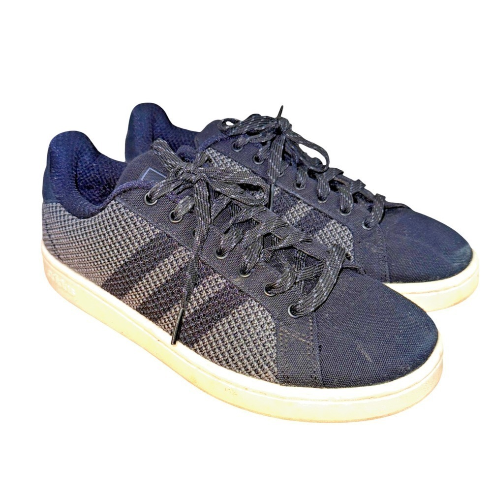 Adidas‎ Grand Court Base Mens 9 Pre-Owned Sneakers Gray F36467 Low Top Canvas